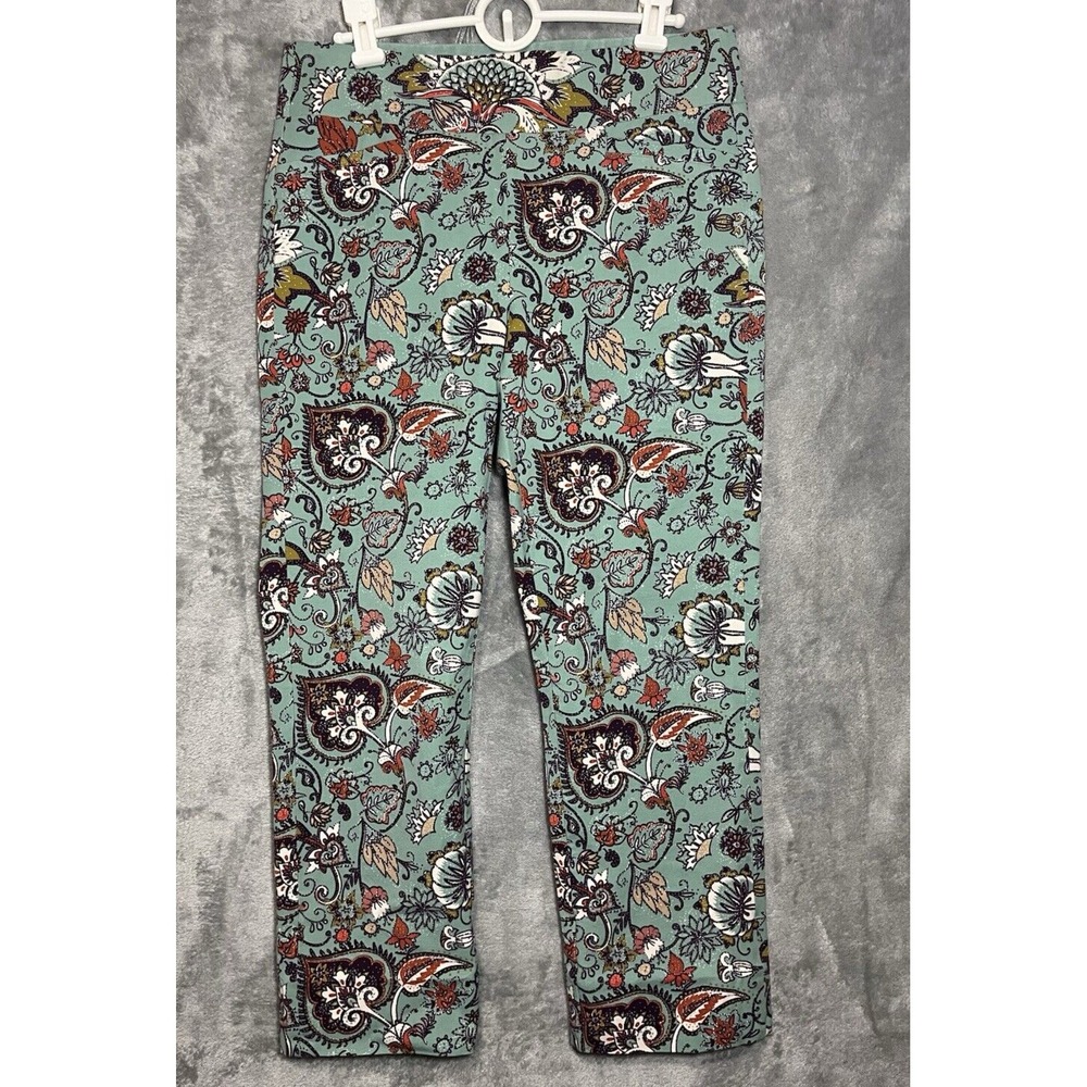 Soft Surroundings Superla Slim Leg SZ Small Teal Floral‎ Leggings Pants